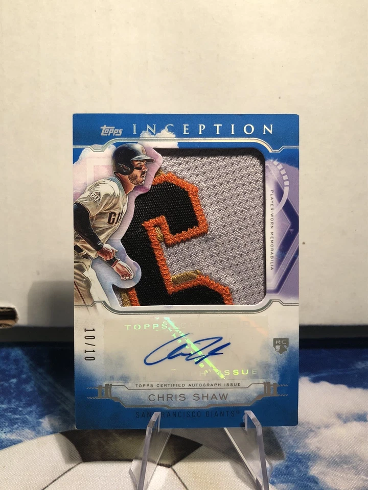 2019 Topps Inception Chris Shaw RPA Rookie Patch Auto /10 #IAJ-CS Giants - Image 1 of 2