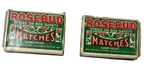 Vintage Set of 2 Rosebud Matches Cardboard Box Case Matchsticks Package - 1977 - Picture 1 of 7