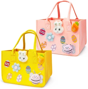 2PCS Easter Egg Hunt Bags, Easter Bunny Gift Bags with Handles, Easter Treat Bag - Picture 1 of 7