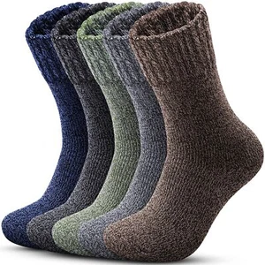 5 Pairs Wool Hiking Socks Thick Warm Cozy Boot Socks for Men in Winter - Picture 1 of 6