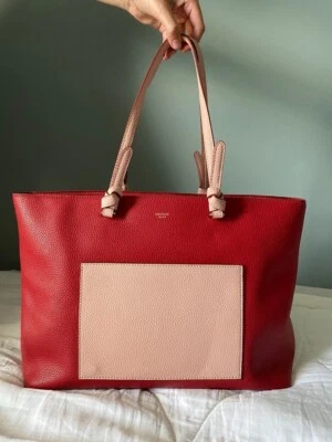 Cartera de cuero granulado orotón rojo y rosa usada en excelente estado Foto 1 de 4