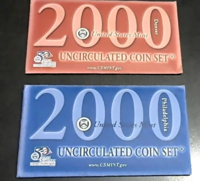 2000 US Mint Set Uncirculated, Complete, Philadelphia & Denver w/ state quarters - Image 1 of 3