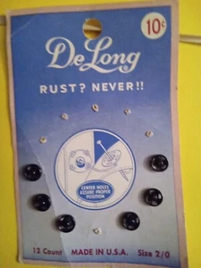 Vintage Delong 6 Count Snaps Siz 2/0 - Picture 1 of 2