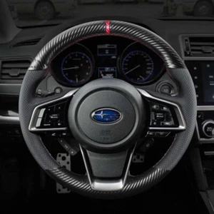 3D Carbon Fiber&Leather Steering Wheel Stitch on Wrap Cover For Subaru Forester - Picture 1 of 8