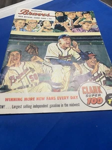 Milwaukee Braves, 1954 Scorecard, Ed Mathews Auto,JSA - Picture 1 of 5