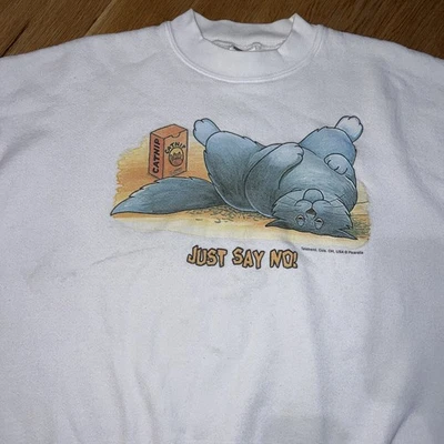 Vintage Fruit Of The Loom Cat Nip Just Say No Sweatshirt XL Women Crew Neck - Image 1 of 4