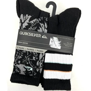 Quicksilver NWT 5 Pairs Crew Socks Shoe Size 6-12 Multipack Black - Picture 1 of 5