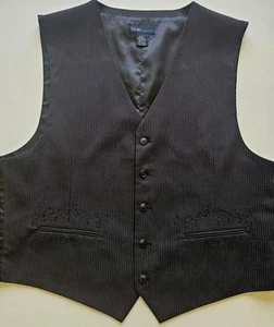 Mens Blue Pronto Uomo Vest Pocket Embroidery Size XXL Black White Thin Lined - Picture 1 of 6