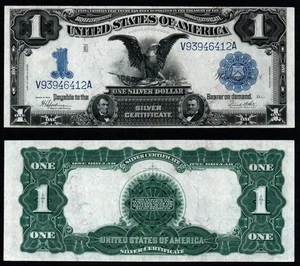 HERMOSO AU+/UNC BLACK EAGLE 1899 $1 ¡Certificado de plata de gran tamaño! - Imagen 1 de 3