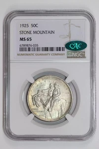 1925 STONE MOUNTAIN COMMEMORATIVE HALF DOLLAR NGC MS65 CAC - Picture 1 of 2