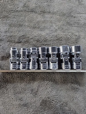 7pc Craftsman USA -V- SAE 3/8" Drive Chrome Flex Swivel Socket Set 3/8-3/4 - Image 1 of 4
