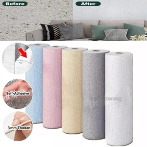 3MM Thick Self-Adhesive Thermal Insulation Wallpaper Faux Linen Wall Sticker 10M - Picture 1 of 24
