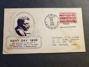 USS LEXINGTON CV-2 Naval Cover 1939 BUCHWALD NAVY DAY Cachet Bremerton, WA - Picture 1 of 2