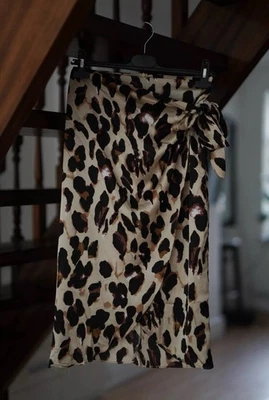 Womens Vera & Lucy  Classic Leopard Print Brown Black Wrap Midi Skirts Size S - Image 1 of 4