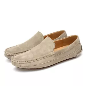 Handmade Suede Leather Man Loafers Casual Shoes Slip on Driving Shoes Moccasins - Picture 1 of 20