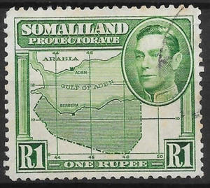 SOMALILAND SG101 1938 1r GREEN USED - Picture 1 of 1