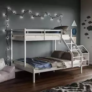 Triple Bunk Bed 3ft Single Bed 4ft6 Double Solid Pine Wooden Triple Sleeper Beds - Picture 1 of 44