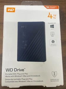 NEW NEVER USED Western Digital 4TB External Hard Disk Drive, WDBCTC0040BBL-WEWM - Afbeelding 1 van 2