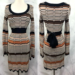 INC International Concepts Dress SZ S Retro 70s Inspo Silk Bell Sleeve Orange - Picture 1 of 19