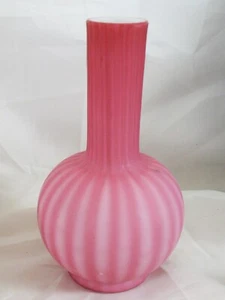 Antique Victorian Pink & White Satin Mount Washington or Phoenix Bud Vase 8" h - Picture 1 of 4