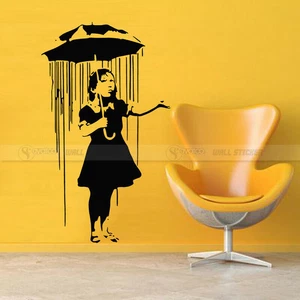 Banksy Umbrella Girl Street Art Graffiti Vinyl Wall Decal Room Sticker 47x80cm - Picture 1 of 10