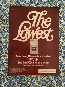 Vintage 1980 Now Cigarettes Print Ad Closest To No Tar - Picture 1 of 7