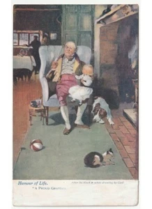 arte in cartolina - Cecil - Humour of Live - nonno nipote in braccio cane gatto - Bild 1 von 2