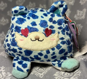 Moodies Reversible Plushie Zebra & Blue Leopard Heart Eyes Valentines Day- NWT - Picture 1 of 7