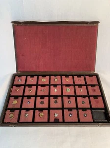 Vtg Pin Lot Of 24-Enamel And Brass Lapel With Display Case - Picture 1 of 12