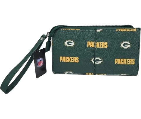Green Bay Packers Pebble Leather Wristlet Wallet Purse NFL Licensed NFL.com Cover