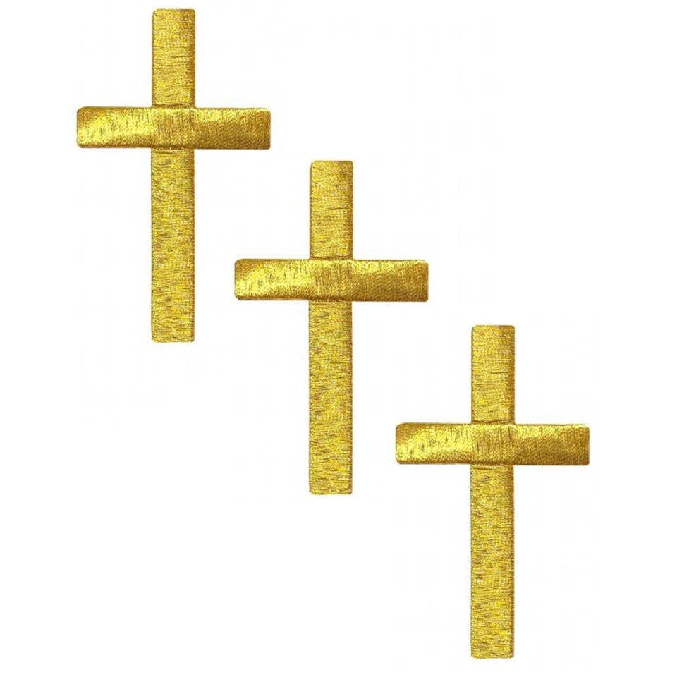 Large Gold Cross Applique Patch - Jesus Christian Badge 3" (3-Pack, Iron on) - Image 1 of 1