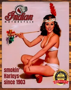 Indian Motorcycles - Smokin' Harleys Since 1903 - Metal Sign 11 x 14 - Picture 1 of 6