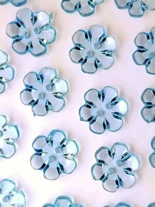 SIZE 24L - 5/8", FLOWER BUTTON, SEA BLUE, 1 DOZEN, SHINY FINISH - Picture 1 of 1