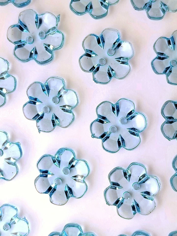 SIZE 24L - 5/8", FLOWER BUTTON, SEA BLUE, 1 DOZEN, SHINY FINISH - Image 1 of 1