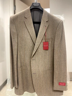 Abrigo deportivo de lana Jack Victor Prossimo para hombre-beige con rayas naranjas 2 botones, 2 ventilaciones Foto 1 de 4