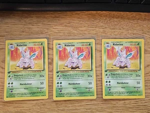 3x Vintage Pokemon Deutsch Base Set 1. Edition Nidorino 37/102 Near Mint!! - Bild 1 von 8