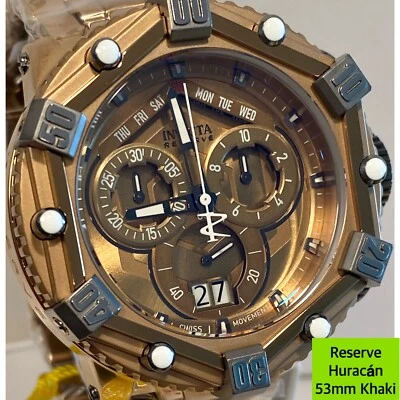 Pulsera Hombre 53mm Caqui y Marrón | HURACAN | Reloj Suizo 8040.N Cronógrafo Invicta Foto 1 de 4