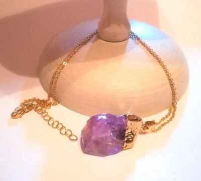 SCONTATA 10g:COLLANA AMETISTA GR.11, cm.4x2,MONTATURA+CATENA ARGENTO/ORO GIALLO! - Immagine 1 di 4