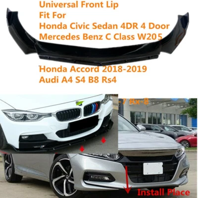 Add-on Universal Front Gloss Black Spoiler Lip Splitter Fit For HONDA BENZ MAZDA Foto 1 de 4
