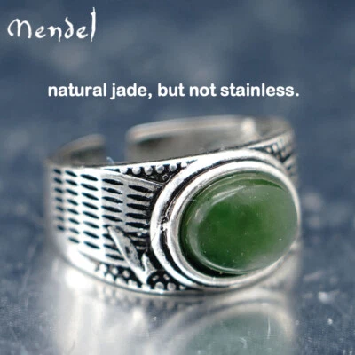 Anillo de piedra de jade verde genuino natural vintage de MENDEL para hombre talla 7 8 9 10 Foto 1 de 4