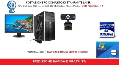Computer Fisso Monitor 19 RICONDIZIONATO X VIDEOLEZIONI 4GB hdd 250GB 3533458508 - Immagine 1 di 4