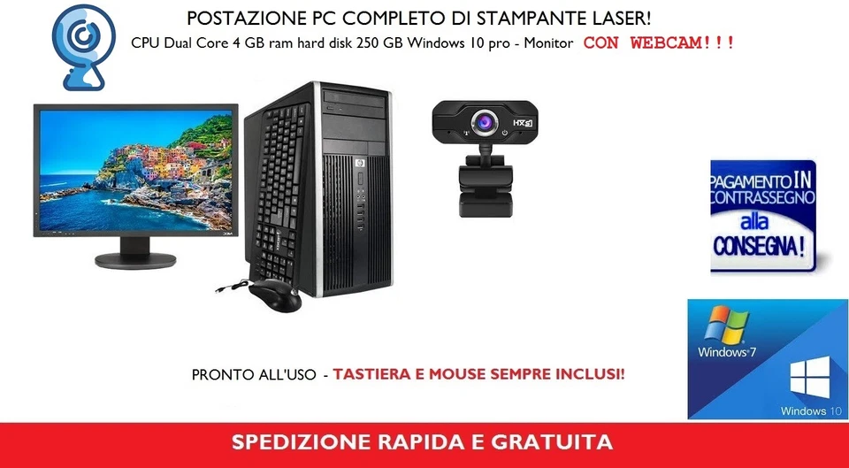 Computer Fisso Monitor 19 RICONDIZIONATO X VIDEOLEZIONI 4GB hdd 250GB 3533458508 - Immagine 1 di 4