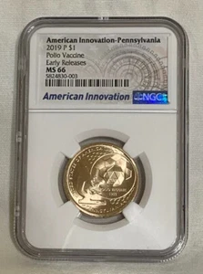 2019 P AMERICAN INNOVATION PENNSYLVANIA Polio Vaccine NGC MS66 Early Releases - Picture 1 of 4