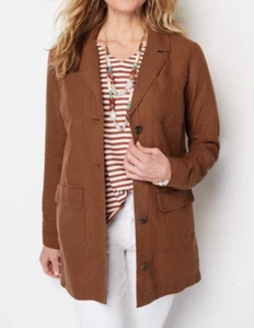 J.Jill ~ 4X ~ NEW Excellent Long Linen Blazer ~ Auburn ~ NWT - Picture 1 of 7