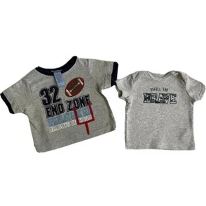 Child Of Mine Carter's Baby Boy Set 2 Pieces T-Shirt Gray 100%Cotton Size 0-3M - Picture 1 of 12