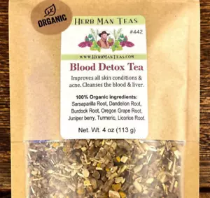 TÈ PER LA PULIZIA DEL SANGUE - per tutte le condizioni della pelle di master herbalist 4 oz - Foto 1 di 13