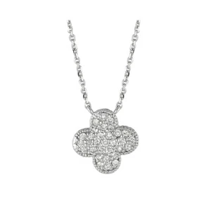 0,33 Karat natürlicher Diamant Klee Cluster Halskette 14K Weißgold G SI - Bild 1 von 1