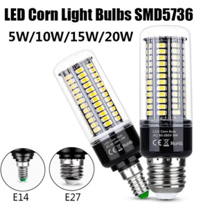 LED Corn Light Bulbs SMD5736 27 E14 Bulb Lamp Aluminum Radiator Lighting 5W-20W - Picture 1 of 8