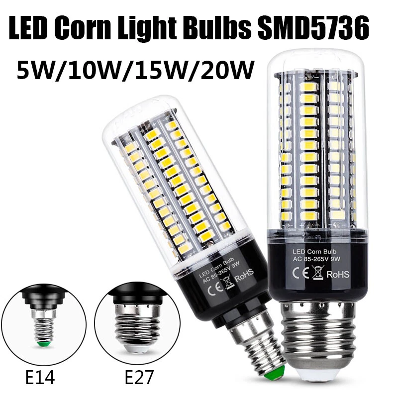 LED Corn Light Bulbs SMD5736 27 E14 Bulb Lamp Aluminum Radiator Lighting 5W-20W - Image 1 of 4