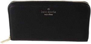 Cartera Kate Spade Leila Grande Continental Cuero Guijarro Negro Impermeable. - Imagen 1 de 4